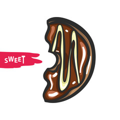 Half Chocolate Donut Hand Drawn Vector Illustration