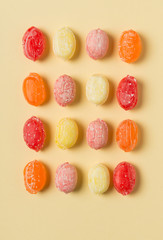 hard candy on yellow