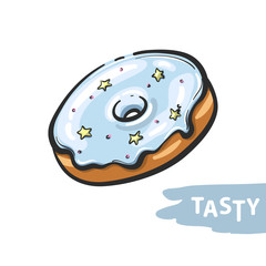 Tasty Donut Illustration Hand Drawn Vector Illustration