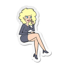 sticker of a cartoon office woman sitting