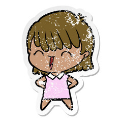 distressed sticker of a cartoon woman