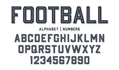 Sport style font. Football style font with lines inside. Athletic style letters and numbers for baseball, basketball and football kit © Yevhenii