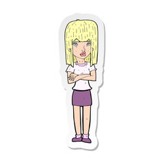 sticker of a cartoon woman standing