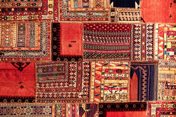 Turkish carpet patchwork handmade. - obrazy, fototapety, plakaty