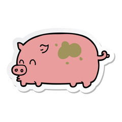 sticker of a cute cartoon pig