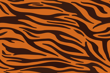 Tiger stripes pattern, animal skin, line background. Vector seamles texture