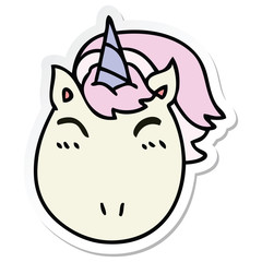 sticker of a quirky hand drawn cartoon unicorn