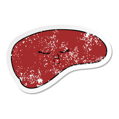 distressed sticker of a cartoon liver