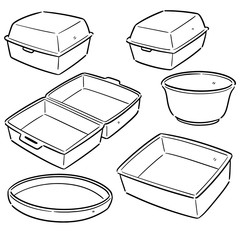 vector set of foam container