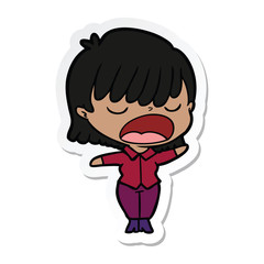 sticker of a cartoon woman talking loudly