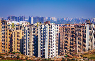 Fototapeta na wymiar Highrise buildings in Greater Noida, Uttar Pradesh, India