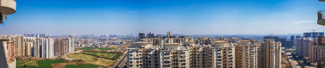 Fototapeta na wymiar panorama Highrise buildings in Greater Noida, Uttar Pradesh, India