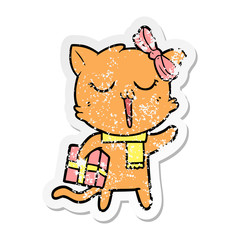 Naklejka premium distressed sticker of a cartoon cat