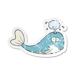 Rucksack retro distressed sticker of a cartoon whale spouting water © lineartestpilot