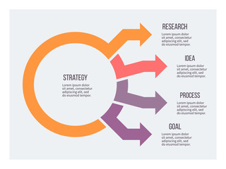Business infographic. Circular chart with 4 options, steps. Vector circle diagram.