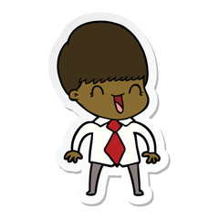 sticker of a happy cartoon boy