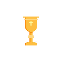 Holy chalice flat icon, vector sign, colorful pictogram isolated on white. Goblet with holy cross symbol, logo illustration. Flat style design