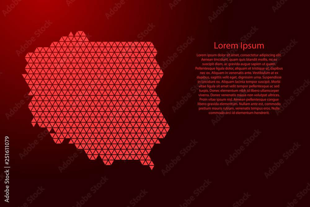 Aufkleber poland map abstract schematic from red triangles repeating pattern geometric background with nodes f