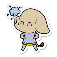 Obraz premium sticker of a cute cartoon elephant spouting water