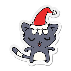christmas sticker cartoon of kawaii cat