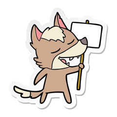 Fototapeta premium sticker of a cartoon wolf laughing