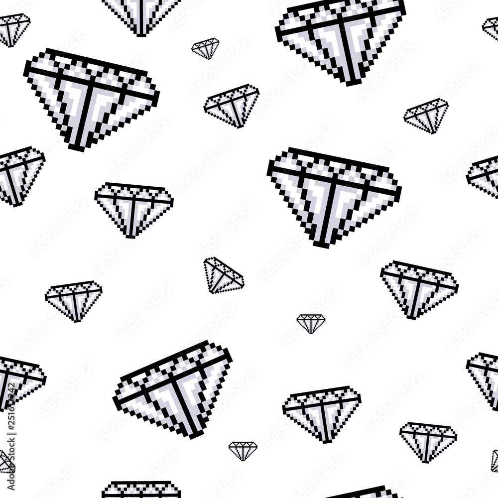 Aufkleber vector seamless pattern background with diamonds. pixel art style. 8-bit