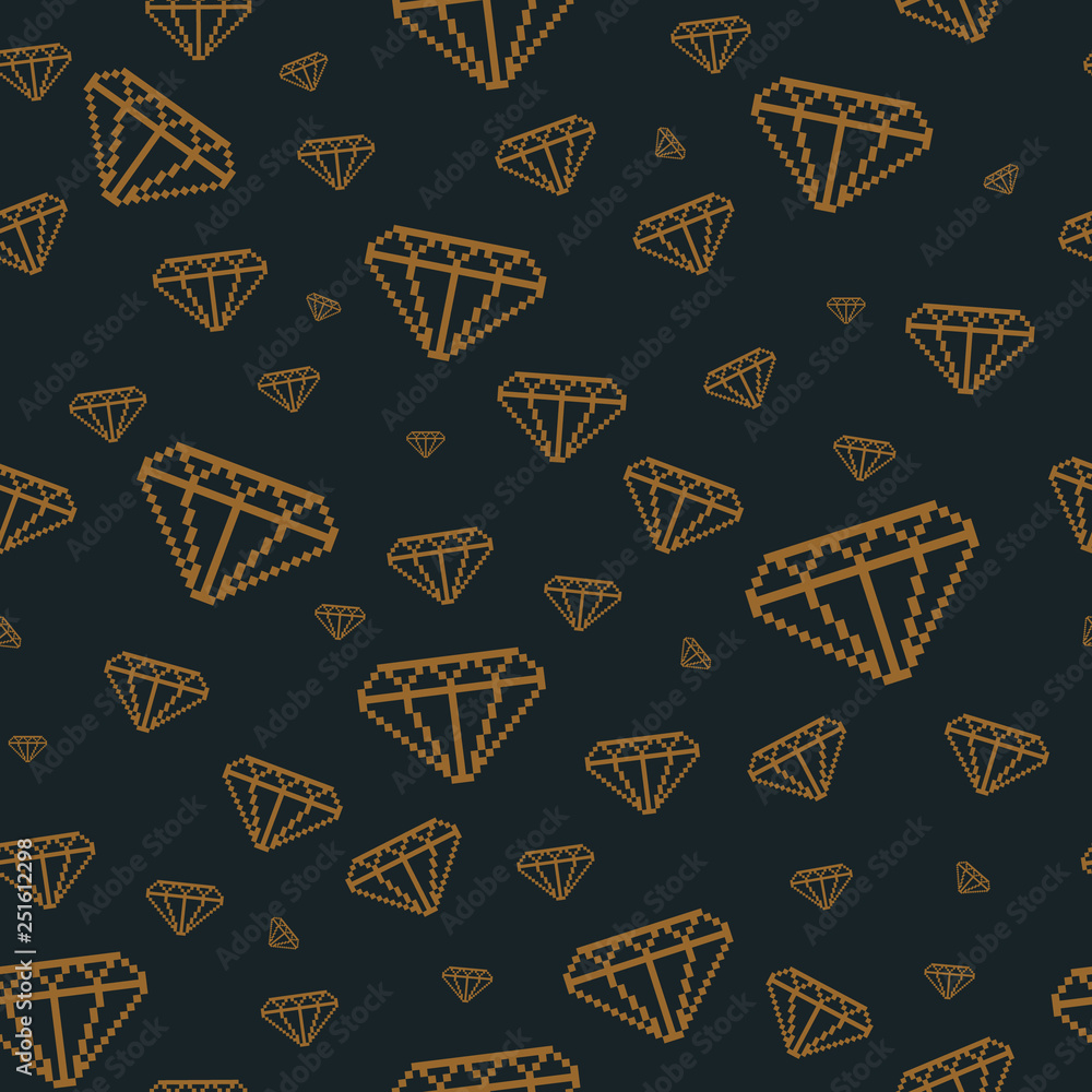 Aufkleber vector seamless pattern background with diamonds. pixel art style. 8-bit