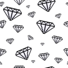 Vector seamless pattern background with diamonds. Pixel art style. 8-bit