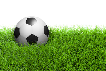 Obraz premium Football Soccer Ball on Green Grass Field