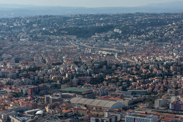 Nice view of the city at sunset from a height
