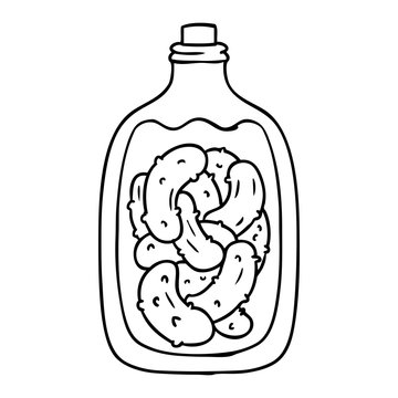recommend clip art: line drawing doodle jar of pickled gherkins