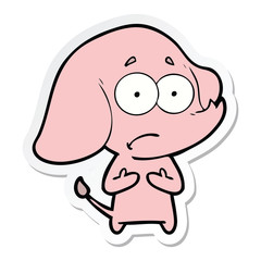 sticker of a cartoon unsure elephant