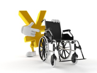 Fototapeta na wymiar Yen character with wheelchair
