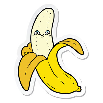 sticker of a cartoon crazy happy banana