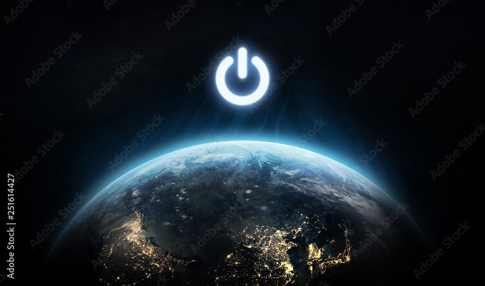 Canvas Prints planet earth and power button. earth hour event. ecology. elements of this image furnished by nasa
