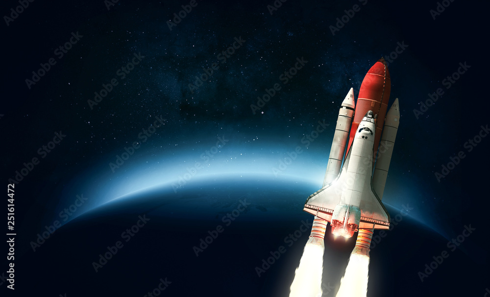 Aufkleber space shuttle in space over the earth. elements of this image furnished by nasa