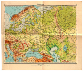 Old map of East Europe in 1943