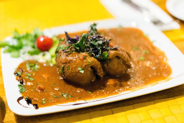 Maltese Bragioli stuffed beef rolls