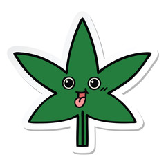 sticker of a cute cartoon marijuana leaf