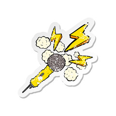 retro distressed sticker of a cartoon microphone