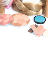 make up products, still life on white