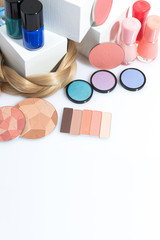 make up products, still life on white