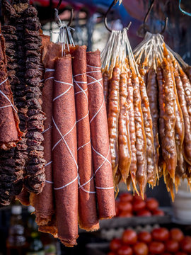 Traditional Georgian sweet food called tklapi also known as "fruit leather".