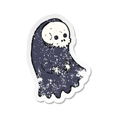 retro distressed sticker of a cartoon spooky ghoul