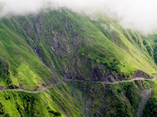 Road to Omalo in Tusheti region, Georgia, Caucasus. The road is know as one of the most dangerous...