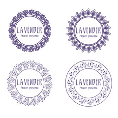 Set of template label design of abstract icon lavender. Vector illustration