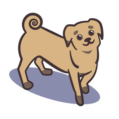 Cute cartoon Bulldog puppy for icon or logo. 