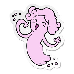 Fototapeta premium sticker cartoon doodle of a happy pink ghost
