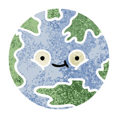 retro illustration style cartoon planet earth
