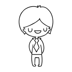 line drawing of a kawaii cute boy
